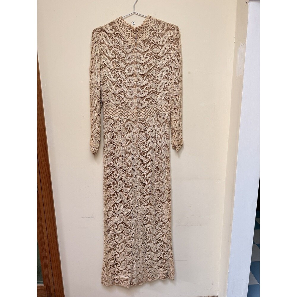 Vintage 1960s Pat Sandler Lace Couture Wedding Prairie Dress Collectible Medium